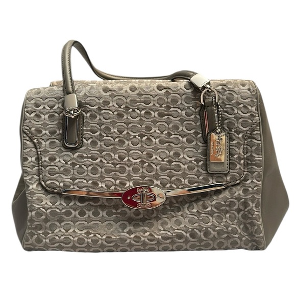 COACH Madison Op Art Gray Canvas Leather Trims Shoulder/Crossbody Bag - Picture 1 of 10